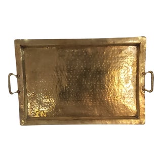 Late 19th Century Hand Hammered Brass Tray For Sale