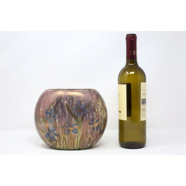 Ceramic 1960's Purple and Gold Flowers Ceramic Vase For Sale - Image 7 of 9