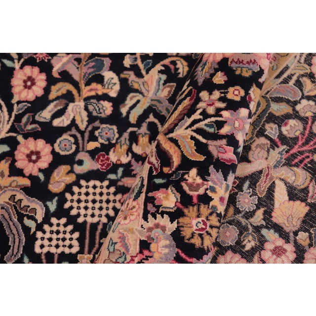 Textile Floral Gulshan Pak-Persian Black/Black Wool Rug - 9'2'' X 12'1'' For Sale - Image 7 of 8