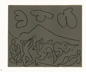 1962 Pablo Picasso Linocut Engraving "Bacchanal With Mother and Child"