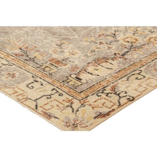 Vintage Turkish Rug in Beige-Brown With Medallion and Florals | Rug & Kilim For Sale In New York - Image 6 of 7