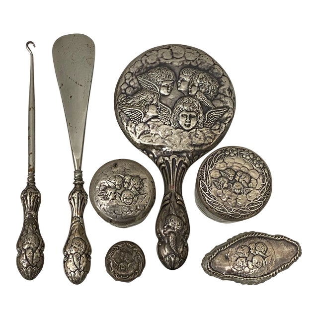 19th Century Sterling Silver Vanity Set W/ Hallmarks For Sale