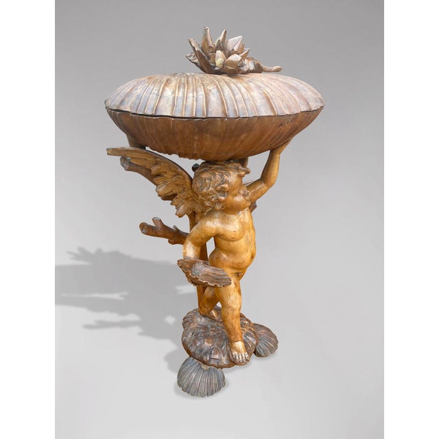 Italian Baroque Putti Statue in Walnut, 1860 For Sale - Image 8 of 10