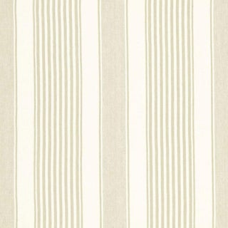 Sample - Schumacher Summerville Linen Stripe Fabric in Dune For Sale