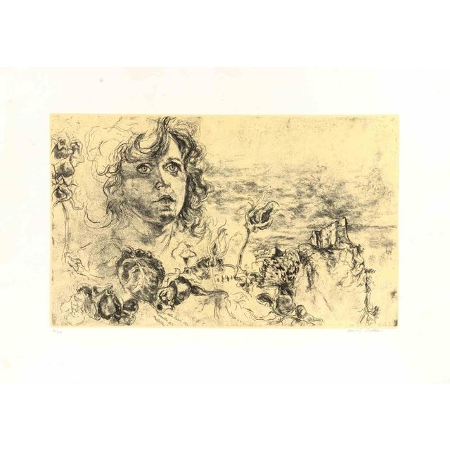 Etching on paper. Hand signed and numbered. Edition of 100. Very good condition except for some foxing. This piece is...