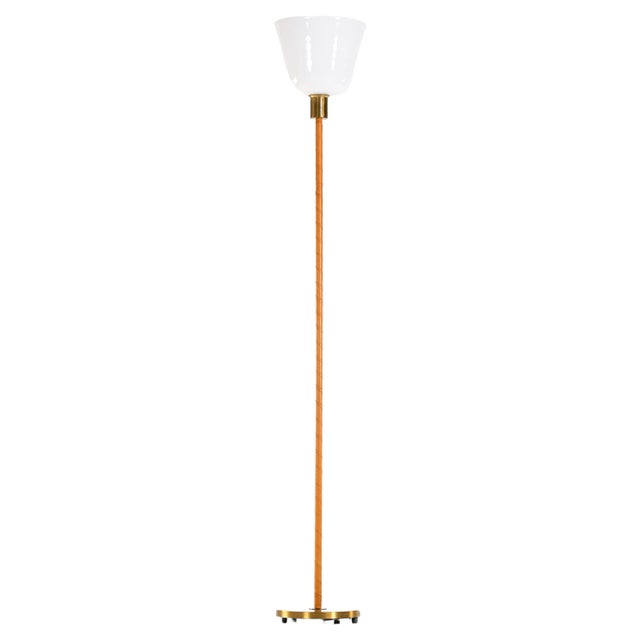 Brass and Leather Floor Lamp from Nordiska Kompaniet, 1950s For Sale - Image 10 of 10