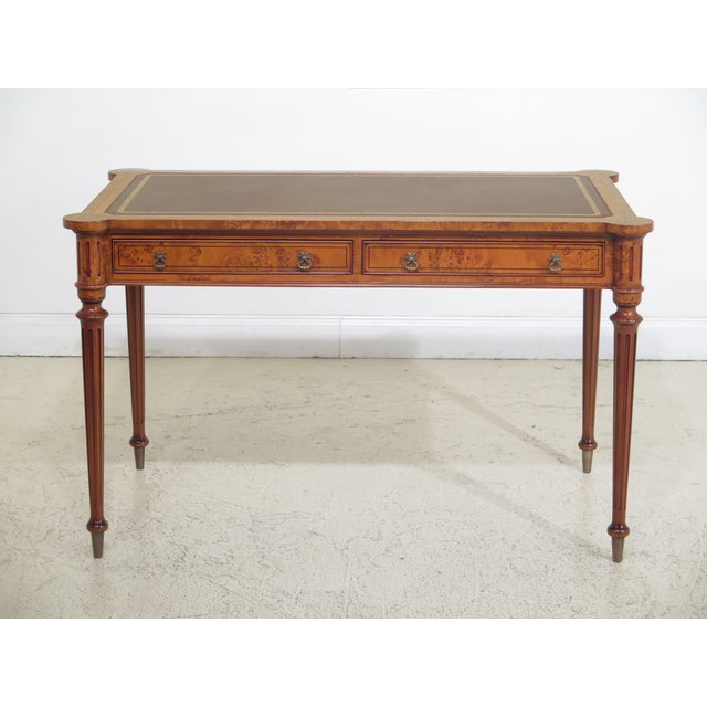 English Traditional Leather Top Burl Walnut Writing Desk Chairish