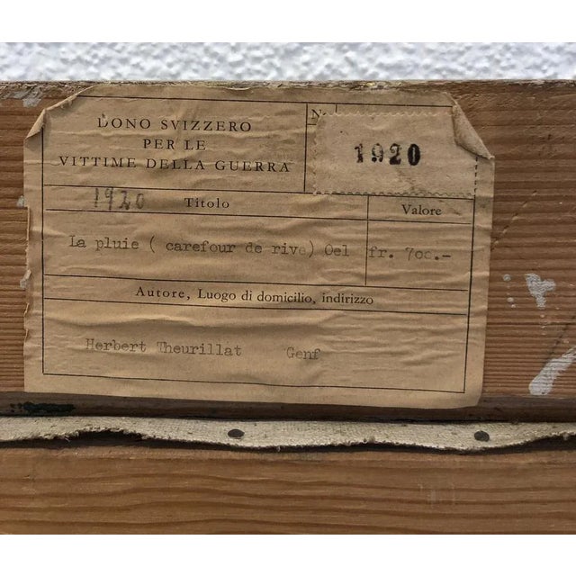 Herbert Theurillat, Carrefour de Rive un jour de pluie, Genève, 1920, Oil on Canvas, Framed For Sale - Image 12 of 13