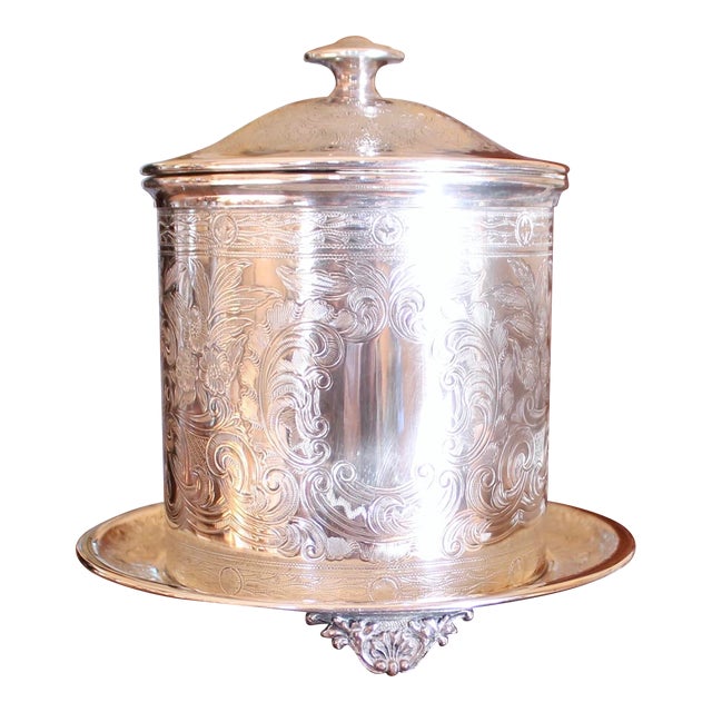 English Vintage Silver Plate on Nickel Biscuit Box For Sale