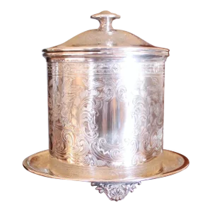 English Vintage Silver Plate on Nickel Biscuit Box