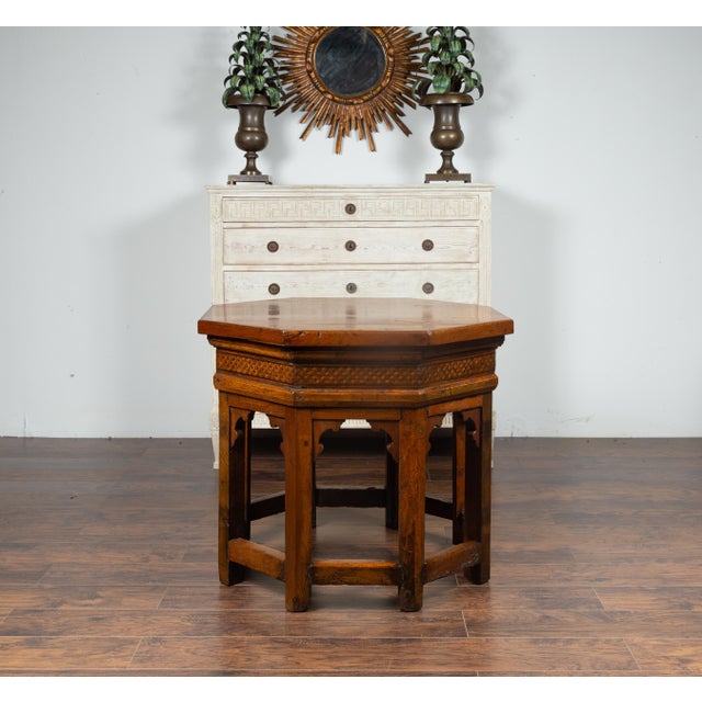 Mid 19th Century Italian 19th Century Walnut Octagonal Table with Inlaid Trompe-l'Œil Motifs For Sale - Image 5 of 12