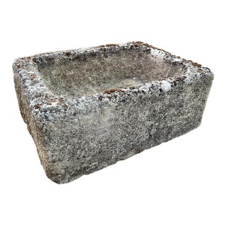 Diminutive Antique French Hand Carved Stone Trough Planter From Provence For Sale