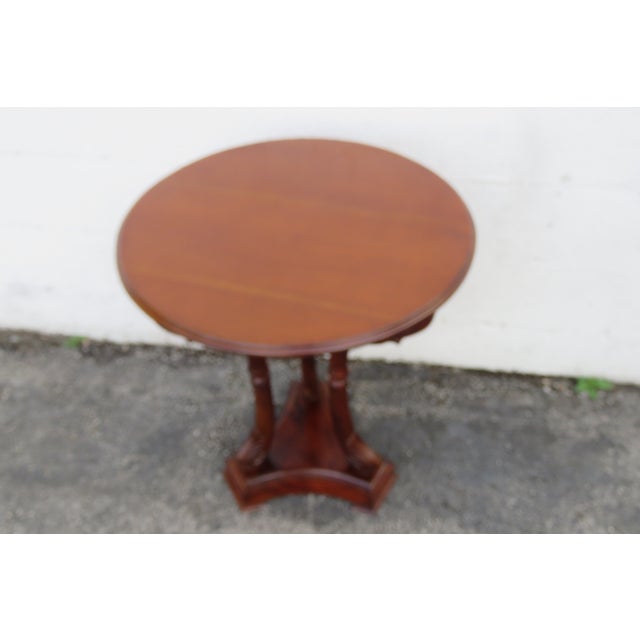 Carved Swan Round Solid Mahogany Side End Table 6173 For Sale In Miami - Image 6 of 12