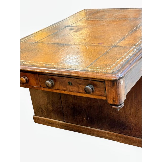 Handsome English Regency Pedestal Desk or Partners Desk For Sale - Image 4 of 6