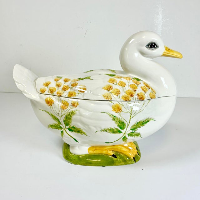 Ceramic Mid-Century Italian Boho Chic Rustic European Duck Soup Tureen - Easter. For Sale - Image 7 of 18