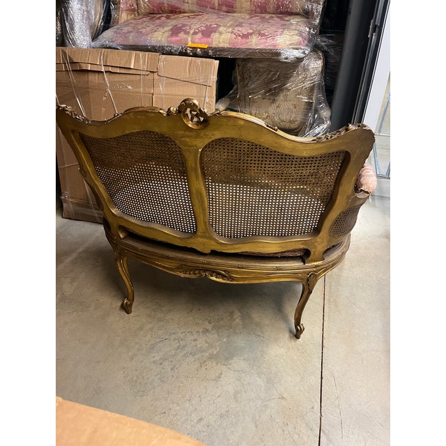 Antique Louis XVI Style Wood Settee For Sale - Image 4 of 8