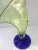 Blenko Art Glass Art Deco Fan Shape Two Tone Color of Deep Sapphire Blue & Light Green Vase For Sale - Image 10 of 13