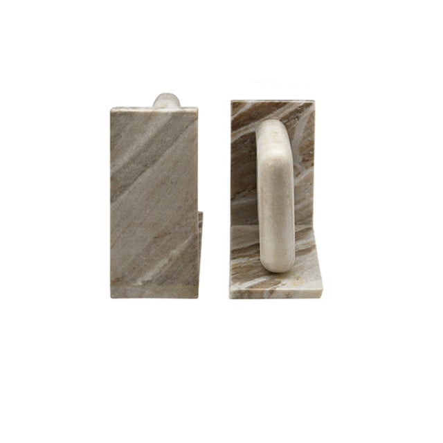 Contemporary Matthew Izzo Home Rover Circle Cut Marble Bookends For Sale - Image 3 of 3