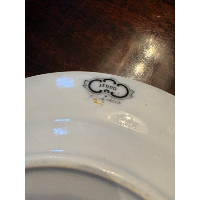 Staffordshire Antique English “Jeddo” Floral Transferware Plate by Beech & Hancock For Sale - Image 4 of 9