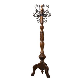 Early 20th Century French Louis XV Walnut and Wrought Iron Hall Tree For Sale