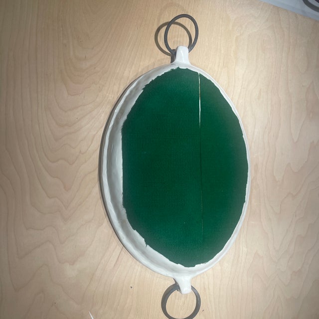 Hand-Painted Italian Majolica Serving Tray With Strawberries & Iron Handles (Deruta, Circa 1990s–2000s) For Sale - Image 9 of 11