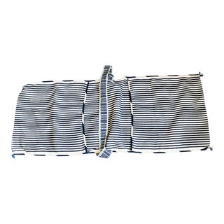 Early 20th Century Peruvian Hand-Woven Black and White Striped Wool Saddle Bag Large For Sale