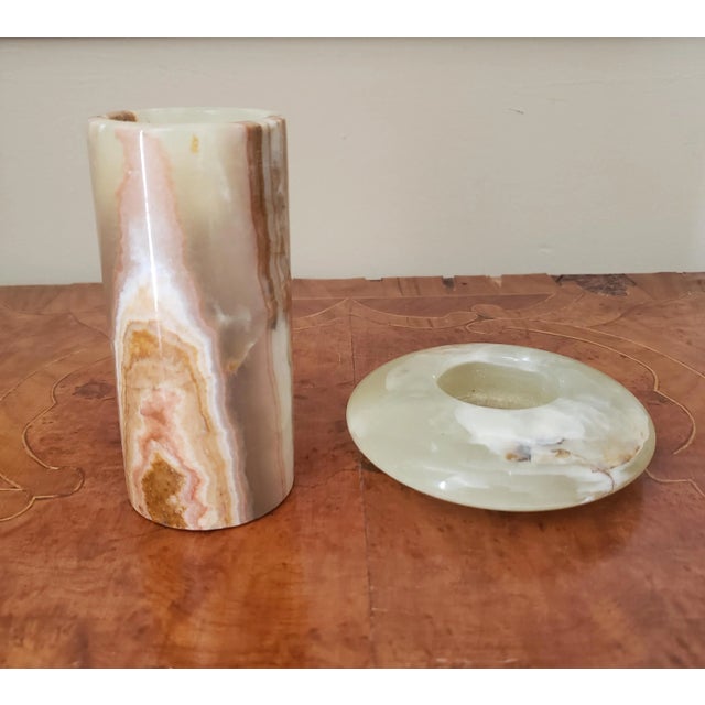 Gemstone Onyx Candle Holders, a Pair For Sale - Image 7 of 7
