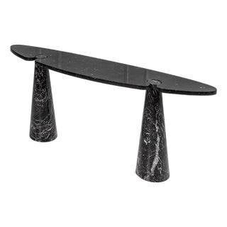 Black Marquinia Marble Console Table by Angelo Mangiarotti for Skipper, 1990s For Sale