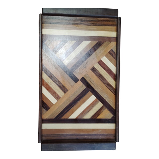 Parquetry Serving Tray by Shoemaker For Sale