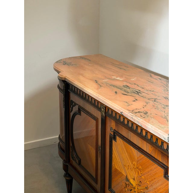 Pink Louis XVI Sideboard with Pink Marble Top by JP Ehalt For Sale - Image 8 of 9