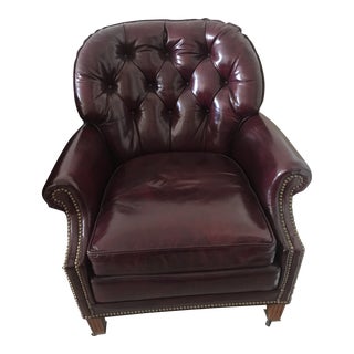 Hancock and Moore Burgundy Leather Chesterfield Chair For Sale