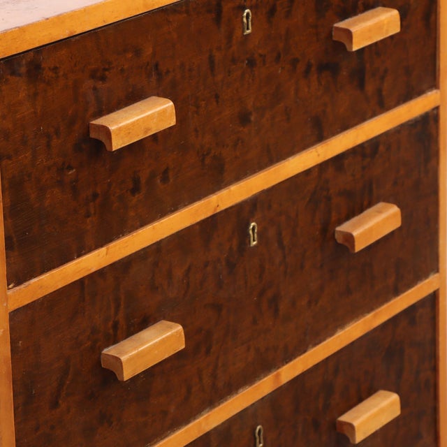 1930s Swedish Art Deco Birch Chest of Drawers For Sale - Image 4 of 6