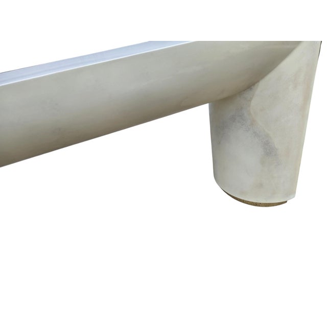 Vintage Postmodern Faux Goatskin Console Table Karl Springer Style Lacquered For Sale - Image 13 of 18
