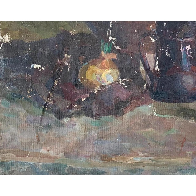 1970s Still Life With Food Oil Painting Original Art Ukrainian Artist Sokolovsky G. 1970s For Sale - Image 5 of 6