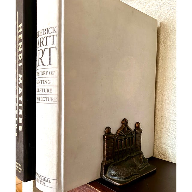 Gothic Antique Cast Iron Sleeping Dog Manor Gate Bookends (A Pair) For Sale - Image 3 of 16