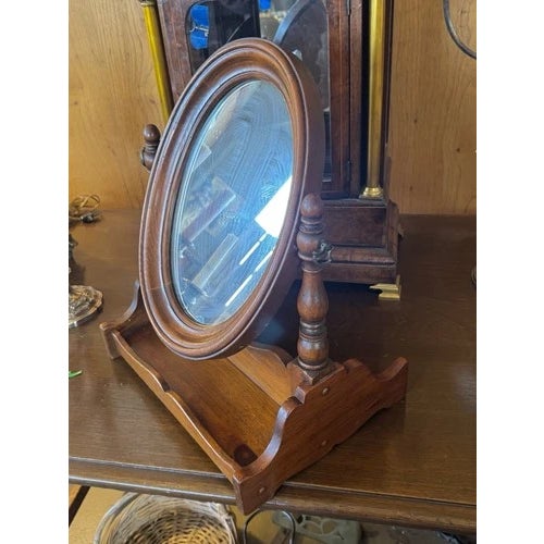 Antique 19th Century Walnut Adjustable Table Top Shaving Mirror on Stand For Sale - Image 4 of 5
