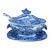 A Antique Pearlware Blue Transfer Decorated Sauce Tureen W/Lid and Tray. Circa 1820's For Sale