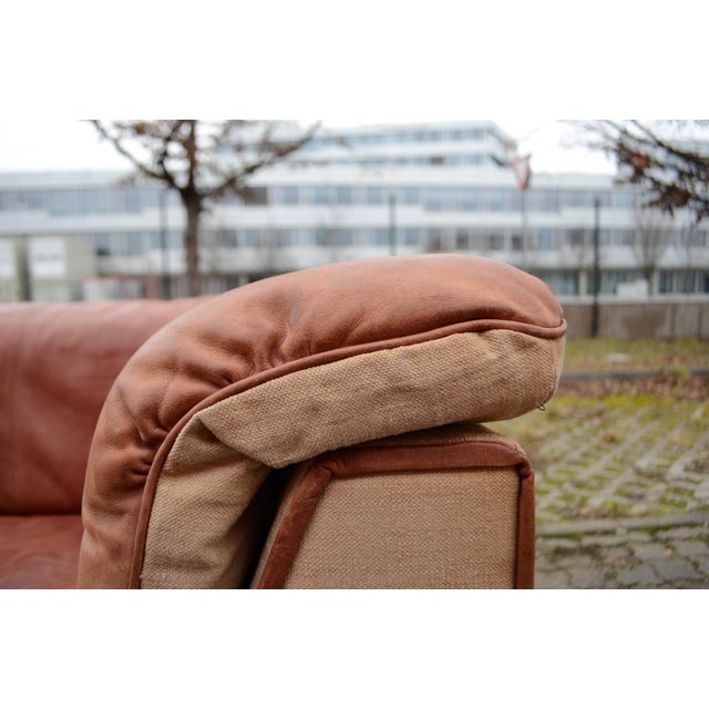 Sapporo Sofa in Cognac Canvas and Leather from Oy Dahlqvist AB / BD Möbel, 1976, Set of 3 For Sale - Image 11 of 18