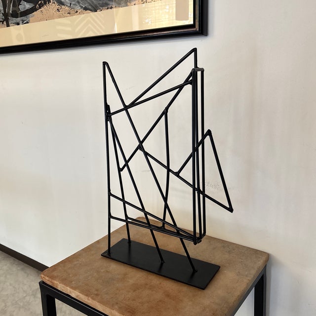 Metal Modernist Abstract Welded Steel Rod Sculpture For Sale - Image 7 of 9
