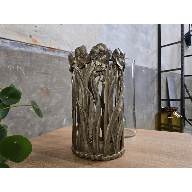 Brutalist Bronze Floral Umbrella Stand, 1970s For Sale - Image 3 of 12