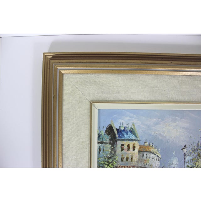 Mid-Century Modern Vintage European City Scene Paris France Oil Painting, Framed, Small Original Art For Sale - Image 3 of 14
