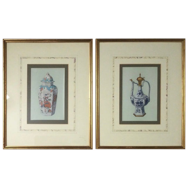 Early 20th Century Still Life of a Chinoiserie Style Vase and Vessel Prints, Framed - a Pair For Sale - Image 9 of 9