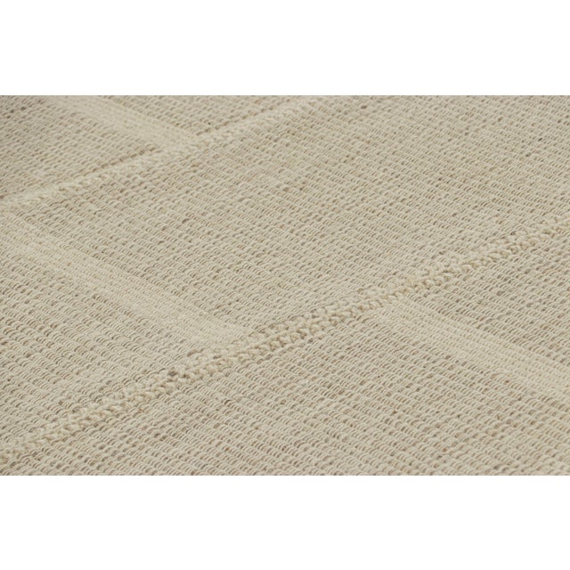Rug & Kilim Rug & Kilim’s Contemporary Kilim With Textural Beige-Brown and Cream Stripes For Sale - Image 4 of 7