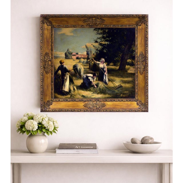Emilio Pergola, Country Scene with Figures, 1990s, Oil on Canvas, Framed For Sale - Image 6 of 10