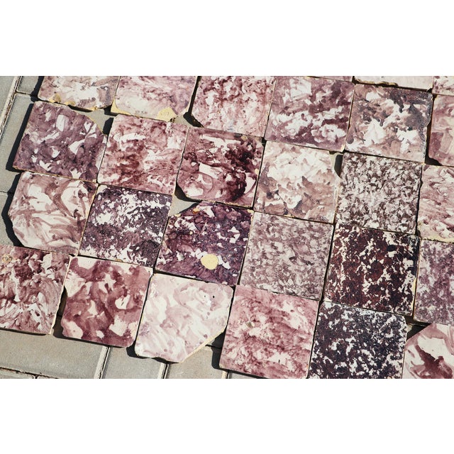 18th Century Baroque Aubergine Spongeware Set of Ninety Tiles, Portuguese For Sale - Image 17 of 18