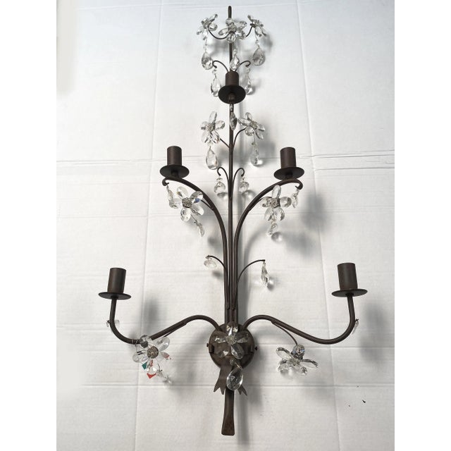 Contemporary Rush and Crystal Flowers Wall Lamp For Sale - Image 9 of 9