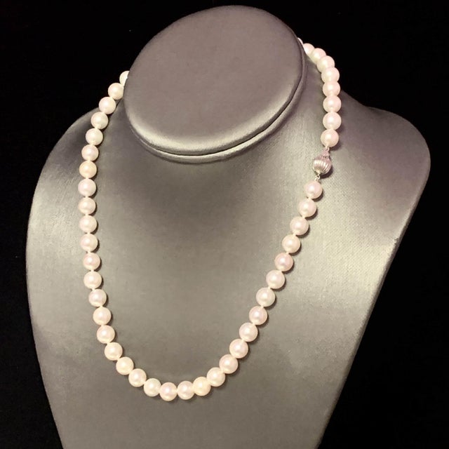 Akoya Pearl Necklace 14k Gold 18" 8 mm Certified For Sale - Image 4 of 7