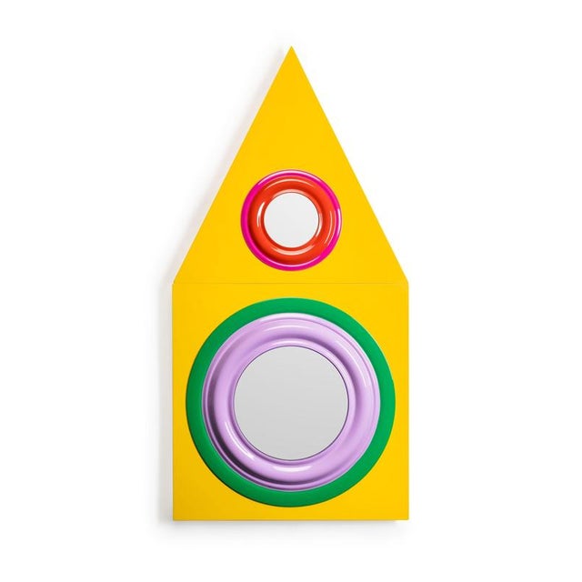 Bindoo Kama Triangular Wall Mirror in Aluminum and Glass Mirror by Altreforme For Sale - Image 13 of 16