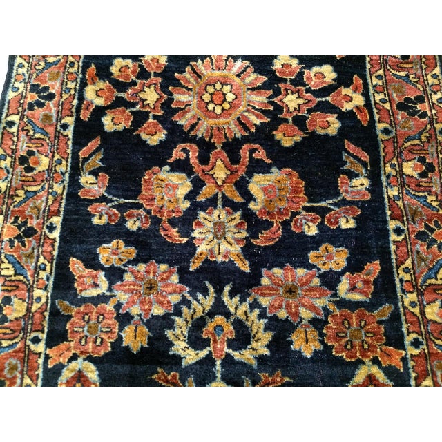 Antique Persian Lilian Runner Rug, Hand-Knotted Wool, Floral Design, Navy & Red, 3x7 For Sale - Image 13 of 15
