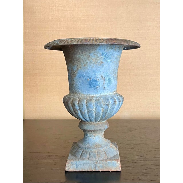 Antique French Cast Iron Urn in Aged Verdigris Patina For Sale - Image 12 of 12